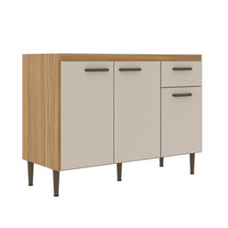 Balcão de Cozinha para Pia 120 Cm 3 Portas 1 Gaveta Ipê/cristalo - Decibal - 1
