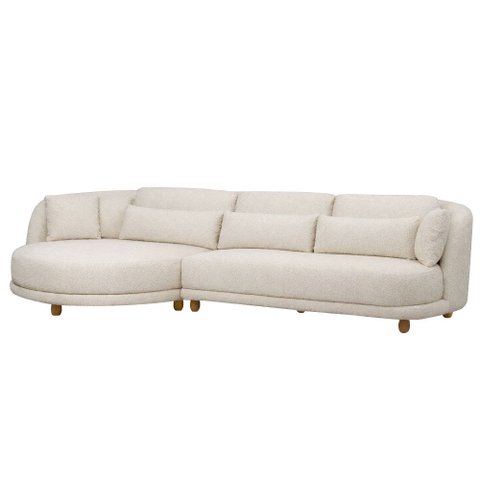 Sofá 05 Lugares 330cm Arizona com Chaise Direito Bouclé Off White - Nexta Casa