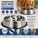 Ver imagem 2 de Comedouro Antiderrapante Inox 30cm para Cachorro e Gato Base Emborrachada Alta Durabilidade Buppy Pe