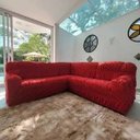 Ver imagem 3 de Capa para Sofá de Canto 5 Lugares Malha Elastica: Vermelho