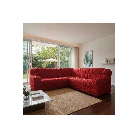 Capa para Sofá de Canto 5 Lugares Malha Elastica: Vermelho