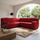Ver imagem 4 de Capa para Sofá de Canto 5 Lugares Malha Elastica: Vermelho
