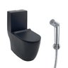 Kit Vaso Sanitário Monobloco Amazonita e Ducha Higiênica para Banheiro Apa - Preto e Prata - 1