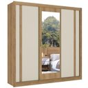 Ver imagem 1 de Guarda-roupa Casal Thb Ibiza Glass, 3 Portas, Cappuccino Off White/cacau com Espelho