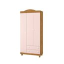 Ver imagem 2 de Roupeiro Lara MDF Nature Rose 3 Portas 2 Gavetas Infantil Organizador Quarto Moderno