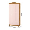 Ver imagem 3 de Roupeiro Lara MDF Nature Rose 3 Portas 2 Gavetas Infantil Organizador Quarto Moderno
