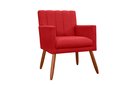 Ver imagem 2 de Kit 2 Poltronas Decorativa Cecília Suede Vermelho Pés Madeira Ms Decor