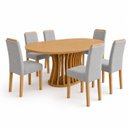Ver imagem 2 de Conjunto de Mesa de Jantar 6 Lugares Orgânica em MDF Cinamomo e Cinza
