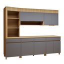 Ver imagem 2 de Cozinha Completa Modulada 5 Peças 8 Portas 4 Gavetas Torre Angular 100% MDF Realeza Premium Cinza/Carvalho/Titânio