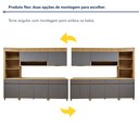 Ver imagem 7 de Cozinha Completa Modulada 5 Peças 8 Portas 4 Gavetas Torre Angular 100% MDF Realeza Premium Cinza/Carvalho/Titânio