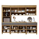 Ver imagem 4 de Cozinha Completa Modulada 5 Peças 8 Portas 4 Gavetas Torre Angular 100% MDF Realeza Premium Cinza/Carvalho/Titânio