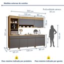 Ver imagem 3 de Cozinha Completa Modulada 5 Peças 8 Portas 4 Gavetas Torre Angular 100% MDF Realeza Premium Cinza/Carvalho/Titânio