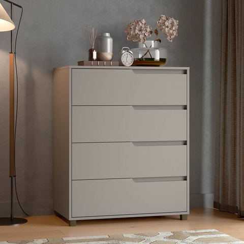 Cômoda 4 Gavetas 104x80 cm Viena Cinza Claro 100% MDF Casamia