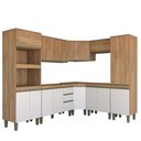 Ver imagem 1 de Cozinha Completa Modulada 14 Portas Gavetas Freijó/off White - Panorama Móveis