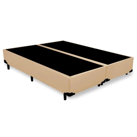 Cama Box Queen Bipartido Sintético Bege Emth 158x198x40