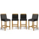 Ver imagem 1 de Kit com 4 Banqueta Eloá Madeira Maciça Assento Estofado para Bancada Courino Preto 503