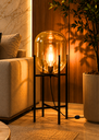 Ver imagem 1 de Luminária de Chão Piso 75cm Globo Vidro Âmbar Coluna Pedestal Moderno Industrial Lv-Amb-2 Gimpo