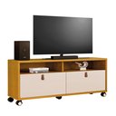 Ver imagem 2 de Rack para Tv Pequim 55 Polegadas 2 Gavetas Rodízios Cromados:naturale/off White