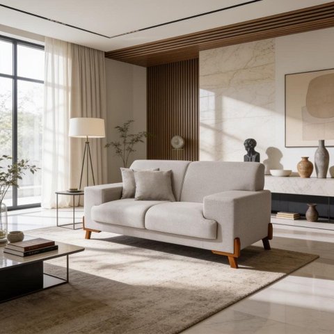Sofá Milão 2 Lugares Fixo 159cm Cinza Claro Linho Design Clássico Casa Imperial