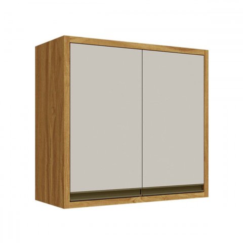 Armário Aéreo Cozinha 80 Cm Tempranillo 2 Portas 100% Mdf Amêndoa/off White - Rio Doce