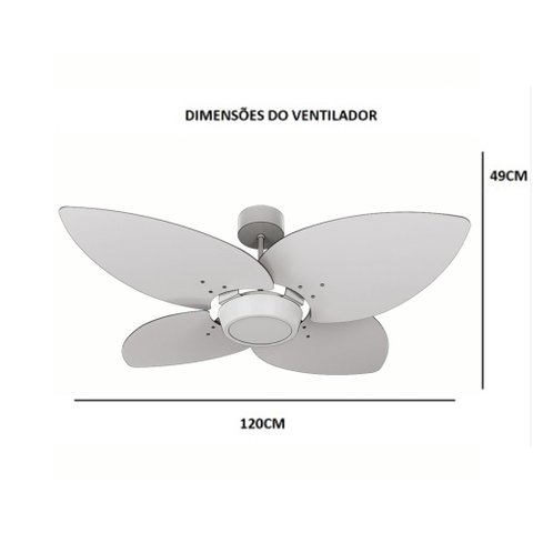 Ventilador de Teto Com Controle Remoto Natuvent Dahlia Led 4 Pás Madeira Freijó 3000k Branco Quente