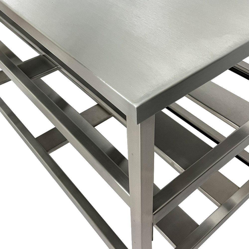 Mesa Aço Inox Industrial 180x70x90 Cm Prateleiro Duplo Fenestrado Nortinox - 6