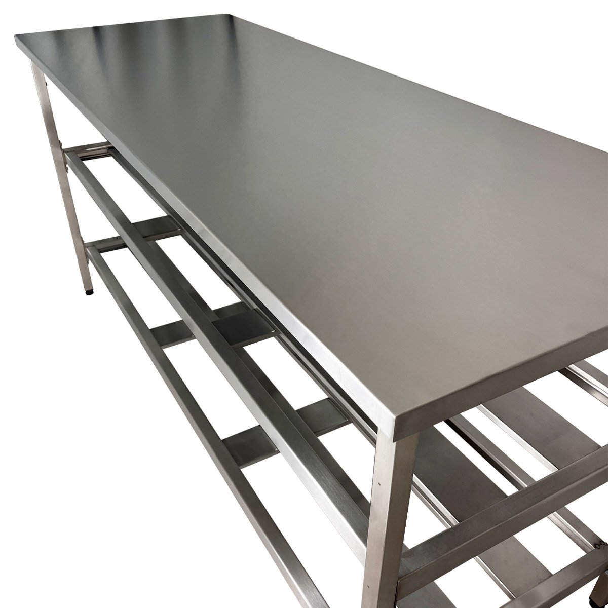 Mesa Aço Inox Industrial 180x70x90 Cm Prateleiro Duplo Fenestrado Nortinox - 4