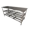 Mesa Aço Inox Industrial 180x70x90 Cm Prateleiro Duplo Fenestrado Nortinox - 1