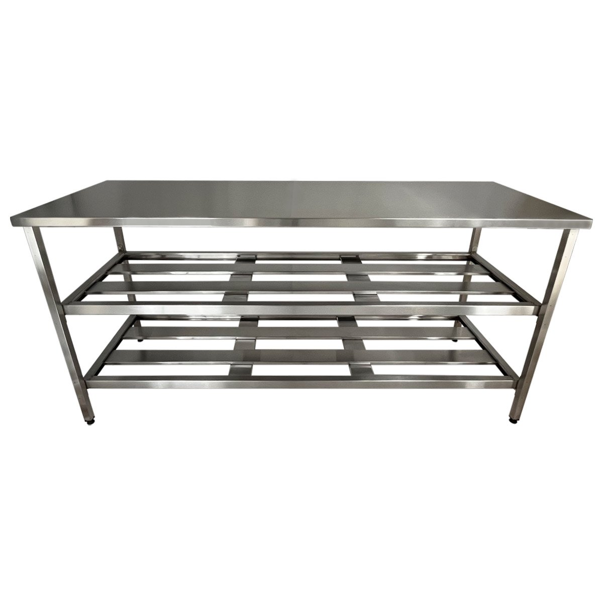 Mesa Aço Inox Industrial 180x70x90 Cm Prateleiro Duplo Fenestrado Nortinox - 2