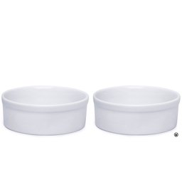 Kit Comedouro e Bebedouro de Porcelana 600ml Branco Liso - 1