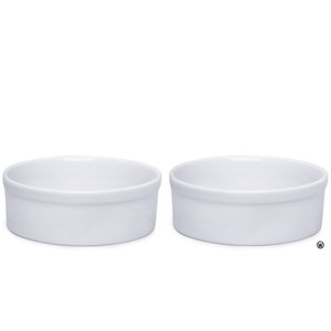 Kit Comedouro e Bebedouro de Porcelana 600ml Branco Liso
