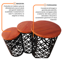 Ver imagem 5 de Banco Trio de Encaixe Redondo em Ferro e Madeira Conjunto 3 Mesas/bancos Decorativos Rústicos