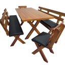 Ver imagem 1 de Conjunto Mesa Madeira Maciça para Churrasco Mel + 4 Bancos Estofados Preto
