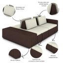 Ver imagem 3 de Sofá Ilha Modular com Puff Encosto Removivel 2,45m Linho e Sintético Bordado Kauai