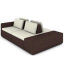 Ver imagem 2 de Sofá Ilha Modular com Puff Encosto Removivel 2,45m Linho e Sintético Bordado Kauai