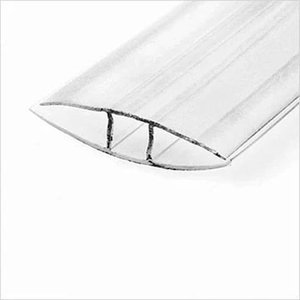 Perfil H para Policarbontato Aveolar 4/6mm - Cristal - 6 Metros