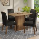 Ver imagem 1 de Conjunto Sala de Jantar Tampo de Madeira 4 Cadeiras Rustic/Oxford Romã Madesa