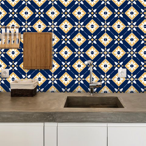 Adesivo de Azulejo Moroccan 12 Arte Destaque