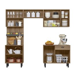 Cozinha Compacta Pepper com Balcão Carvalho/Chumbo - Nicioli - 3