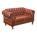 Ver imagem 1 de Sofá Chesterfield Capitonê Duque Dom Pedro 2 Lugares - Couríssimo Marrom Caramelo