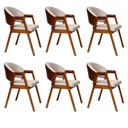 Ver imagem 1 de Kit 6 Cadeiras Sala de Jantar Premium com Braço Madeira Maciça Movellu Home