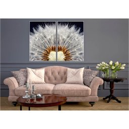 kit com 2 Quadros Decorativos Florais com Moldura e Vidro para Sala Quarto Escritório e Clínica 62x9 - 2