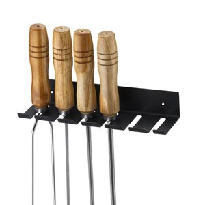Porta Espetos de Parede Preto Suporte Organizador Churrasco