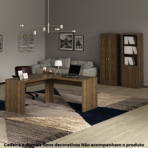Conjunto de Escritório com Escrivaninha 03 pç CJ43018-079 Tecno Móbili - Tecno Móbili Nogal
