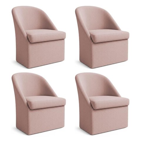 Kit 4 Poltronas Decorativas Malli Boucle - Pallazio Cor:Rosa