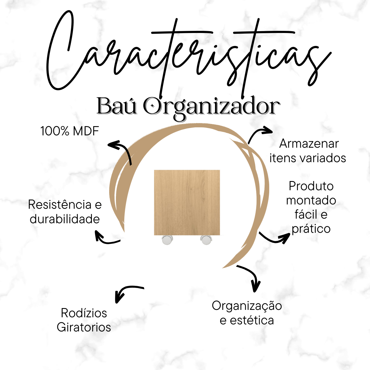 Baú Organizador de Brinquedos Mdf com Rodízios Plancasa:carvalho - 6