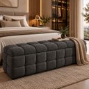Ver imagem 1 de Recamier Baú Cama Quenn 158cm Banco Puf Estofado Bouclé Boss:Cinza Escuro/Bouclé