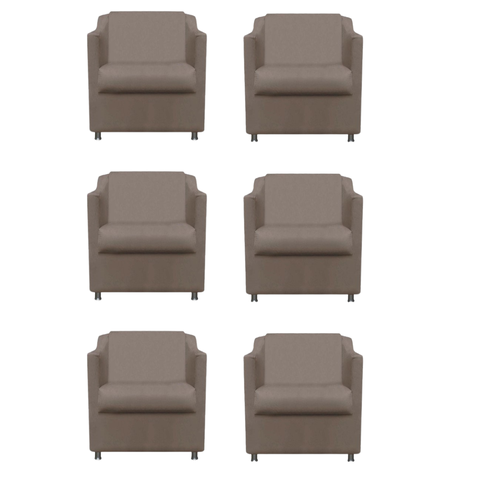 Kit 6 Poltronas Decorativa Reforçada Recepção Clinica Salão Suede Capuccino