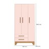 Conjunto Guarda Ropa Slim 3 Portas 2 Gavetas e Cômoda Trocador Rosa - 2