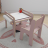Mesa e Cadeira Infantil Educativa Evolutiva Montessori -cool - Sal Rosa - 5